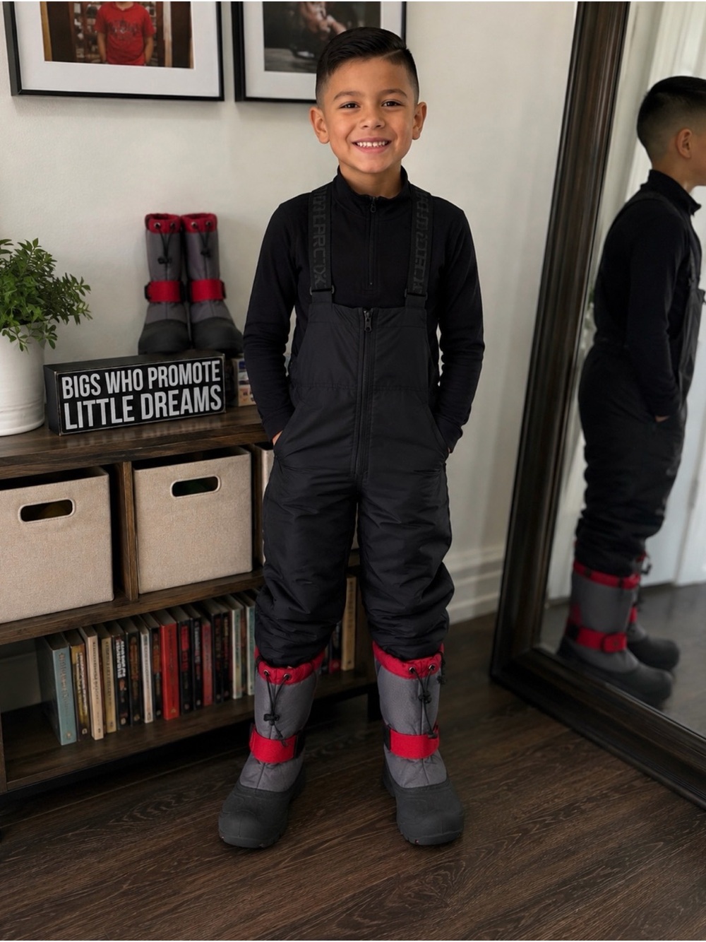 Northside Black Snow Bibs with Red Accents - Picture 1 of 4
